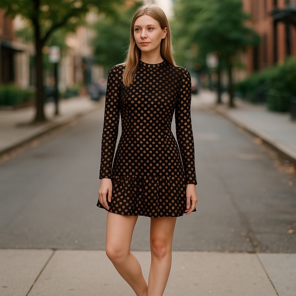Women’s Chris By Christopher Bu Velvet Silk Polka dot Cocktail Formal Dress